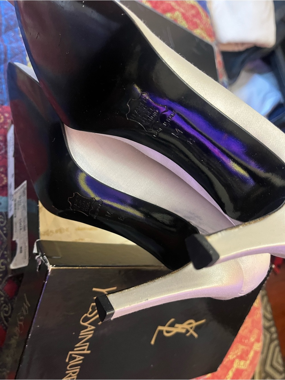 Yves Saint Laurent White Satin Gala Shoes - Picture 5 of 6